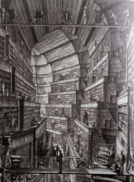 Library of Babel as visualized by Erik Desmazieres.