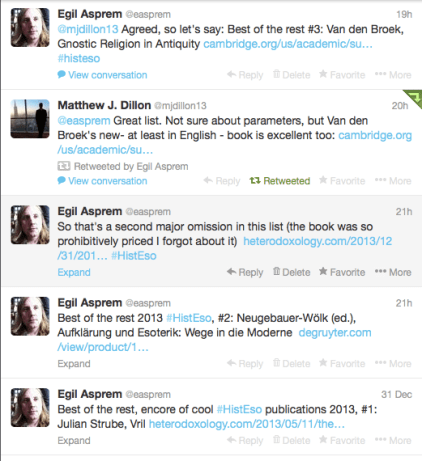 2013 HistEso books on twitter